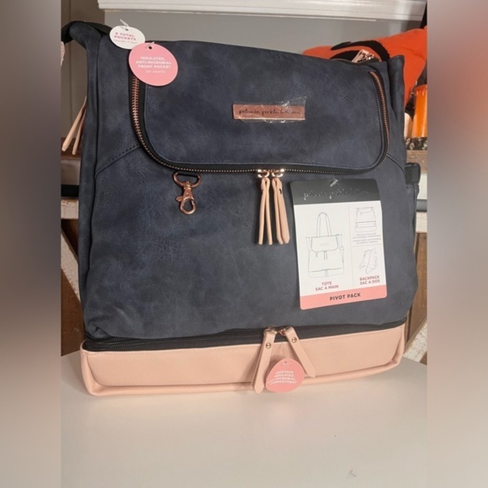 Petunia Pickle Bottom Pivot Pack Diaper Bag Navy & Blush Convertible Backpack NW